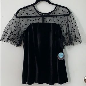 Eva Franco: Harriet Mesh Trim Velvet Top